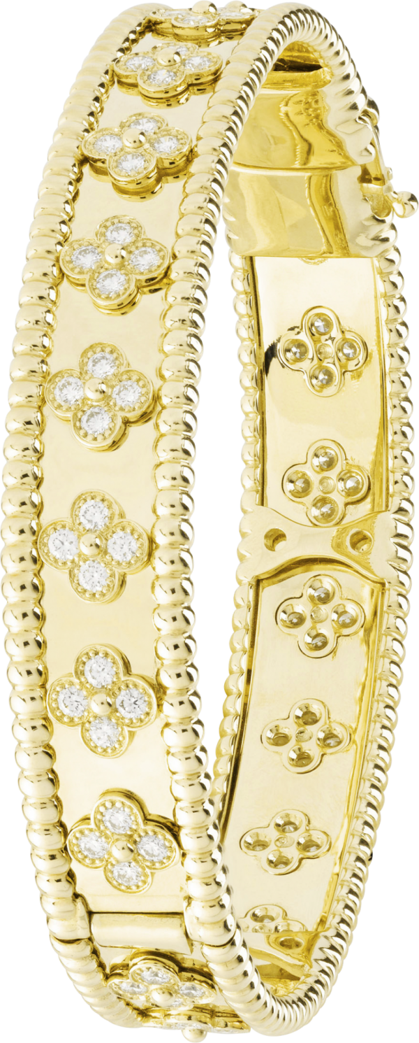 VCARO3YB00_Perlée clover bracelet, yellow gold, diamonds, medium model ...
